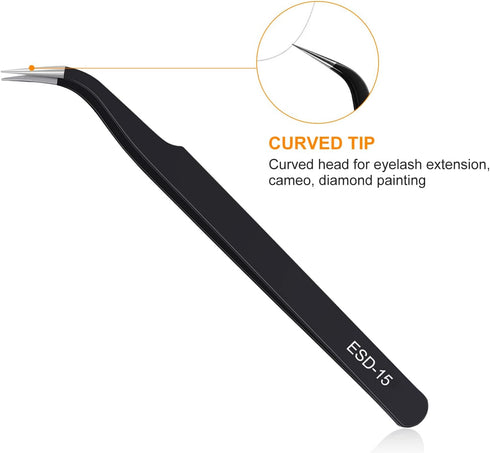 9PCS Precision Tweezers Set, Upgraded Anti-Static Stainless Steel for Laboratory Work and Jewelry-Making