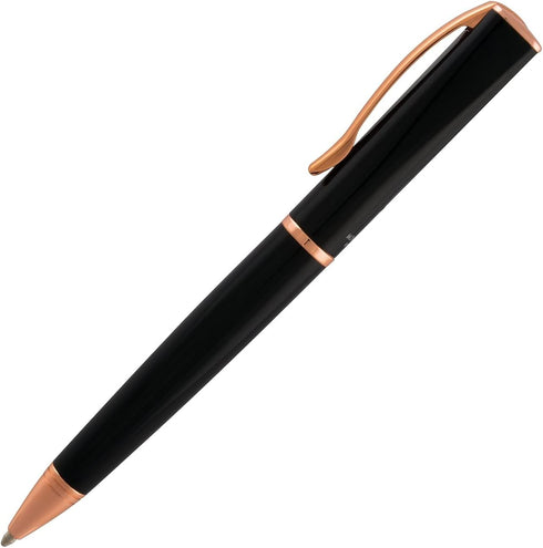 Monteverde Impressa Ballpoint Pen, Black with 18 Karat Rose Gold Trim, Refillable, Luxury Writing Instrument