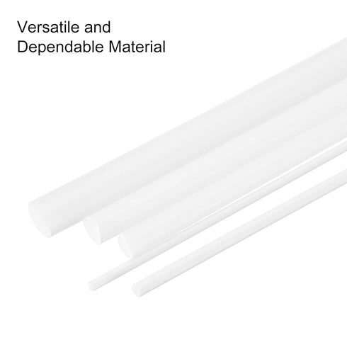 uxcell 10 Pcs White Plastic Rods, 8 x 250mm ABS Styrene Round Stick for DIY Toys Building and Model Making
