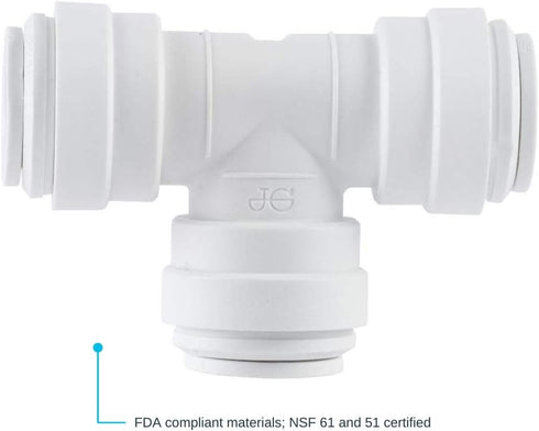 John Guest Speedfit 3/8 Inch Union Tee Connector, Push to Connect Plastic Plumbing Fitting