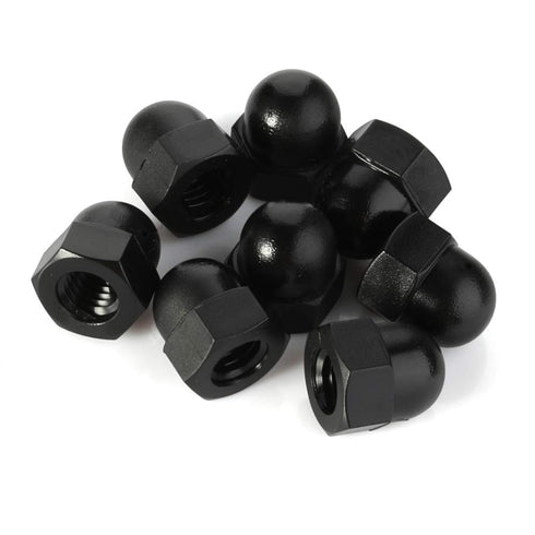 M8-1.25 Acorn Nuts, Nylon Hex Cap Nut Inner Threaded Protection Cover, Black, Quantity 25