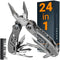 24-in-1 Multitool with Mini Tools, Knife, Pliers, and 11 Bits - All in One Multi Function Gear for Men, Best Multi-tool