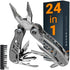 24-in-1 Multitool with Mini Tools, Knife, Pliers, and 11 Bits - All in One Multi Function Gear for Men, Best Multi-tool