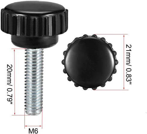 uxcell 4pcs Knurled Clamping Knobs M6 x 20mm Metric Zinc Plated Carbon Steel Male Thread Thumb Screw on Type