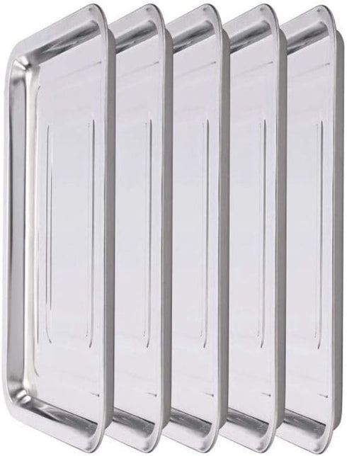 DOWEI 5 Pack Stainless Steel Trays, 13.5" X 10" Surgical Flat Bottom Trays for Dental Medical Body Piercing Lab Supplies