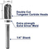 SC-5 Tungsten Carbide Burr, Cylinder Shape with Radius End, Double Cut Rotary Burr File (1/2" Cutter Dia X 1" Cutter