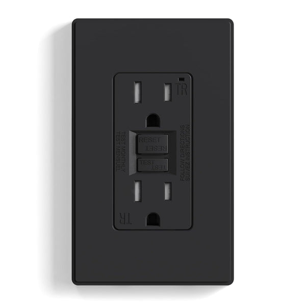 ELEGRP GFCI Outlet 15 Amp - Self-Test GFI Electrical Outlet with Thinner Design, TR Tamper Resistant Receptacle, Wall