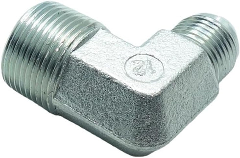 2 Pcs 1/2" Male JIC x 3/4" Male NPT Hydraulic Fitting, 37° Flare to 90° Elbow
