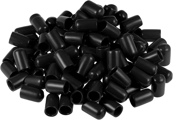uxcell 100pcs Rubber End Caps - 10mm ID Vinyl Round Tube Bolt Cap Cover Screw Thread Protectors in Black