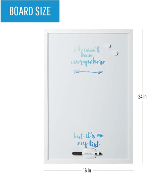 MasterVision Magnetic Dry Erase Travel Board, White Frame, 16 x 24 Inches (MM03452660)