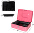 Cash Box with Money Tray, Large Money Box with Key Lock, 9.8 x 7.9 x 3.5 inches, Pink