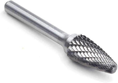 SF-5 Tungsten Carbide Burr Tree Shape Radius End Double Cut Rotary Burr File, 1/2” Cutter Dia X 1” Cutter Length