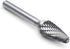 SF-5 Tungsten Carbide Burr Tree Shape Radius End Double Cut Rotary Burr File, 1/2” Cutter Dia X 1” Cutter Length