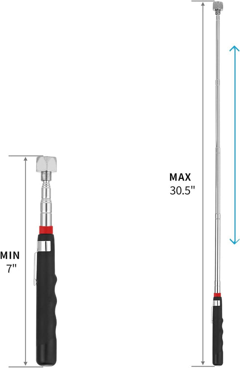 Rechabite 4 Pieces 20LBs Telescoping Magnetic Pickup Tool, with Pen Clip Design, Magnet Stick Rod Extendable 7" to 30.5" for Men, Birthday, Father's Day, Christmas Gift by Rechabite