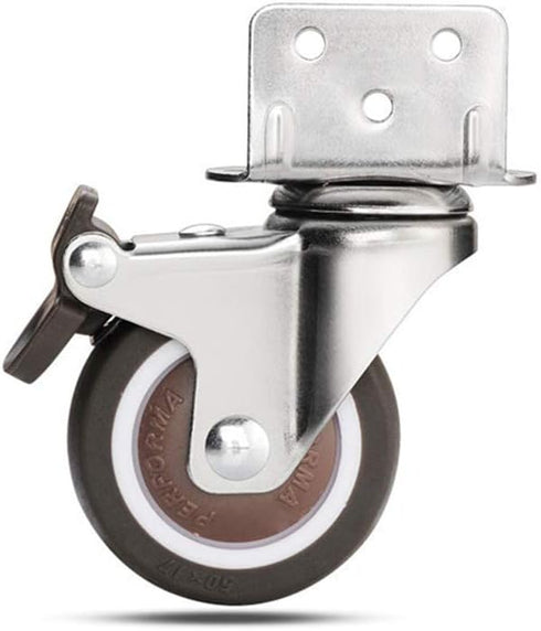 MuchoWow Set 4, yuzhiyu Swivel Plate TPE Caster with Brake of Low Profile L-Bracket Caster, Silent Caster Wheels