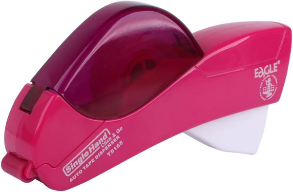 Eagle Automatic Tape Dispenser, Handheld Design, Free 1 Roll of 0.5 Inch and 1 Roll of 0.75 Inch Tapes (Pink)