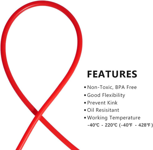 QuQuyi 3/8" (9mm) ID x 1/2" OD Red Silicone Vacuum Tubing Hose, High Temperature Food Grade, 9.84ft Length