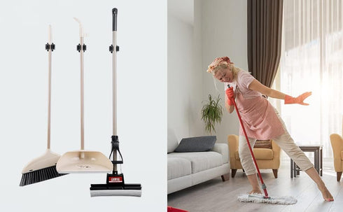 JAMEND CLXP 9PCS Broom and Mop Holder, Heavy Duty Garden Tool Organizer Rack Rake and Shovel Handle, Stainless Steel