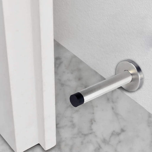Door Stopper 6 Inch Extra Long Stainless Steel Wall Protector with Sound Dampening Rubber Bumper Tip