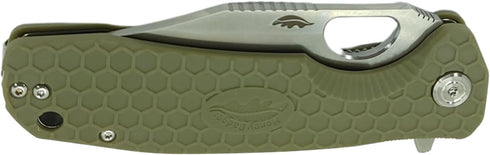 8Cr13MoV 3.63" Honey Badger Knives Large Clip Point Folding Pocket Knife - Steel, Blade, Green FRN Handle - Ball