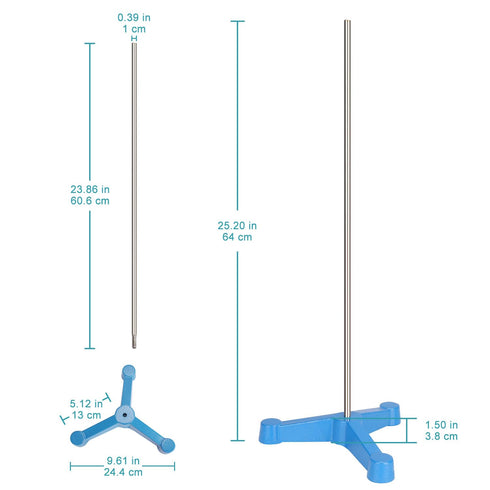 stonylab Lab Stand, Triangular Tripod Retort Base Support Stand with Rod, 23.86 inch L