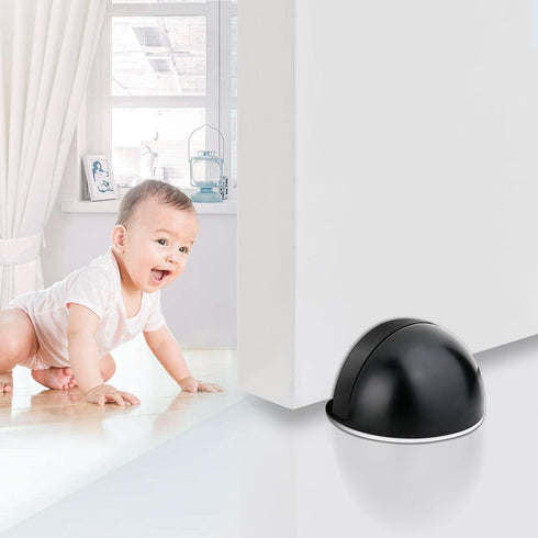 HUTLON 2-Pack Magnetic Door Stops, Black Floor Mount Magnetic Door Catch and Holder