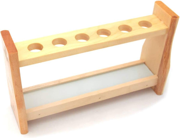 Premium Wooden Test Tube Rack, 6 Tube Capacity, 0.82" (21mm) Holes for Labs