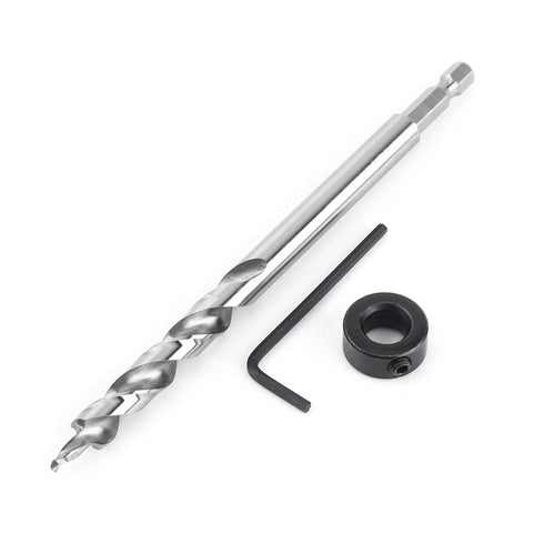 3/8 Inch Pocket Hole Drill Bit with 1/4 inch Hex Shank for Manual Pocket Hole Jig System