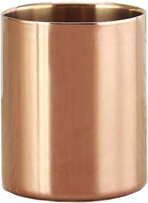 Rose Gold Glossy Stainless Steel Pen Holder, Pencil Cup for Desk Organizers, Makeup Brush Holder, Mini Pot Decor