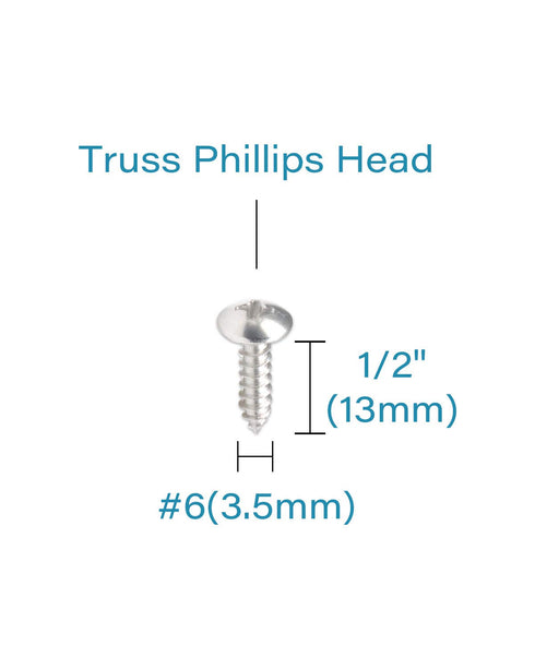 #6 x 1/2" Wood Screws, 100PCS Truss Head Phillips Self Tapping Screws, 18/8 Stainless Steel by IMSCREWS
