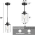 Modern Black Farmhouse Clear Glass Cylinder Pendant Light Fixture,Ceiling Hanging Metal Industrial Mini Pendant