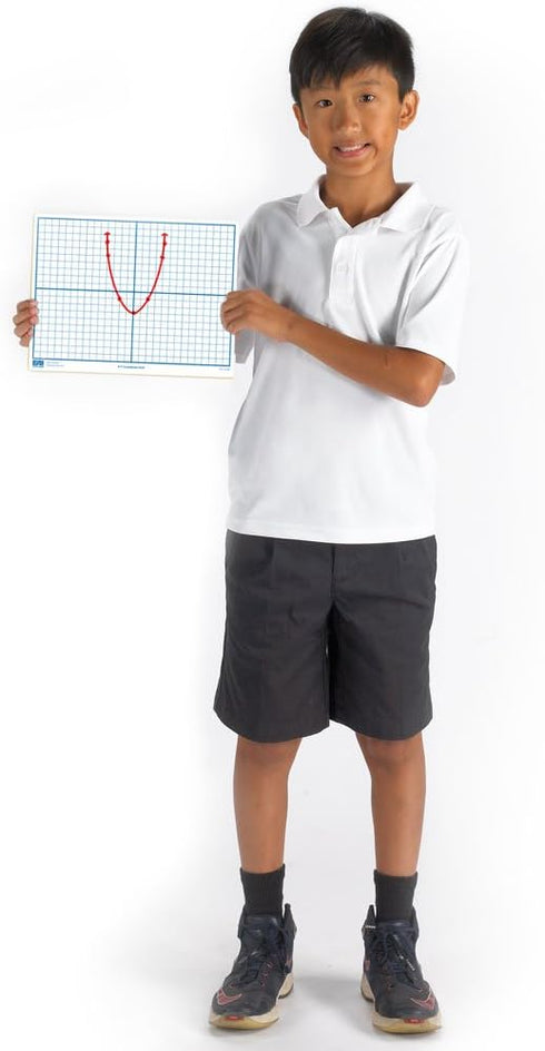 EAI Education X-Y Coordinate Grid Dry-Erase Boards, 9" x 12" Double-Sided Set of 10