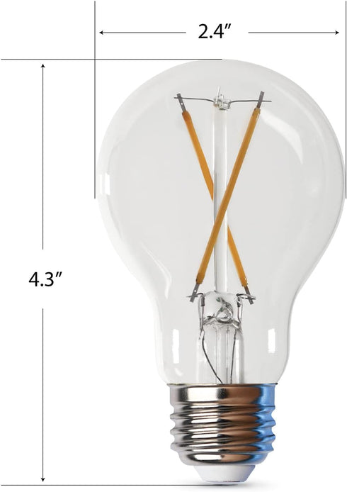 Feit Electric Dimmable LED A19 Light Bulb, 40W Equivalent, 4-Pack, 5000K Daylight, 450 Lumen, 15 Year Life