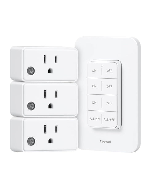 Remote Control Outlet Wireless Wall Mounted Light Switch, 3 Independent Control Outlets,