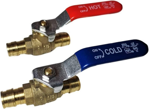 1/2" Pex A Expansion Ball Valve, Red/Hot and Blue/Cold (2)