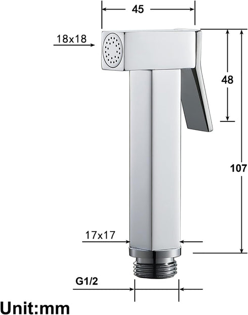VNFOCRQJH Handheld Bidet Sprayer for Toilet Brass Baby Cloth Diaper Sprayer Square Toilet Sprayer High Pressure