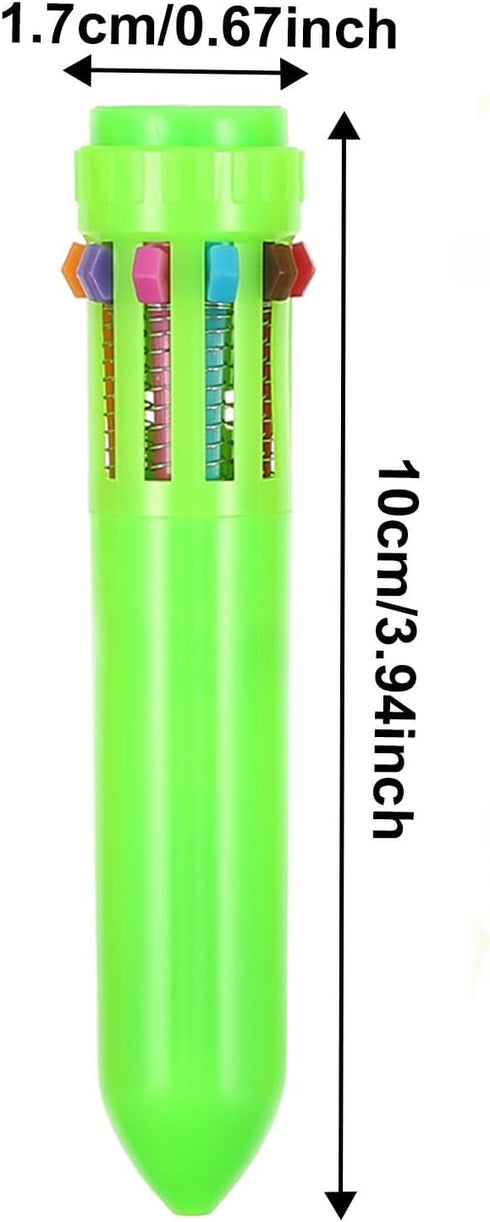 HESTYA 12 Pcs Multicolor Ballpoint Pen - 10-in-1 Christmas Shuttle Pens, 0.5 mm Retractable Neon Pens