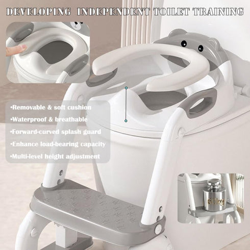 Lunnalle 2-in-1 Potty Training Seat Toddler Potty Training Seat with Step Stool Foldable Ladder Adjustable Toddler
