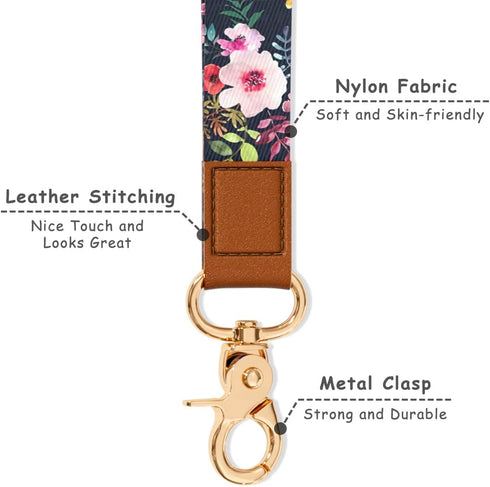 Hsxnam Cute Wrist Lanyard Key Chain, Wristlet Strap Keychain Holder for Women Men, Car Keys ID Badges