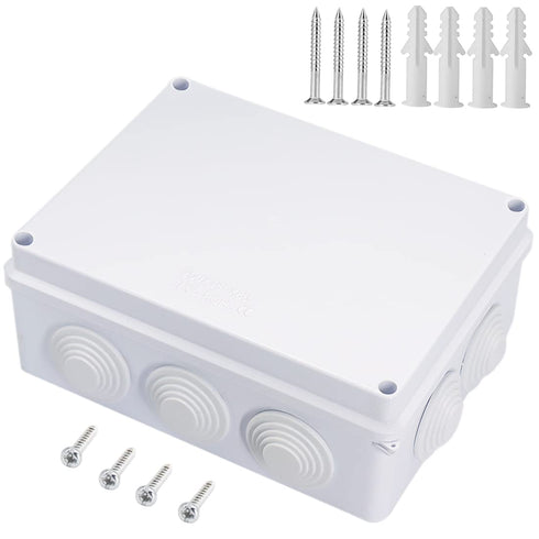 Zulkit Junction Box, ABS Plastic Waterproof IP65, Universal Electrical Project Enclosure, White 7.9 x 6.1 x 3.1 inch