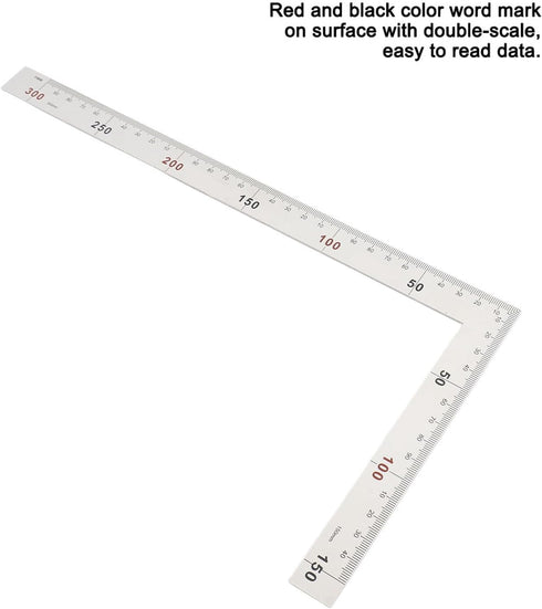 90 Degree Right Angle Finder, Stainless Steel Ruler, Easy Read Measurement Layout Template Tool (300mm x 150mm)