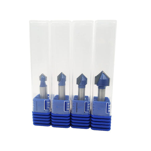 4PCS 90 1/4-Inch Set Wolfride Degree V Groove Router Bit Shank V Cut Router Bit