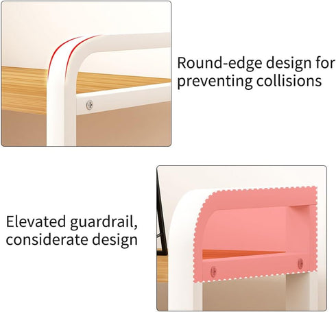 Office Desk Shelf Organizer, Wood Desktop Bookshelf Supplies Storage Rack, Shelf for Top of Desk and Dresser