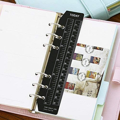 BCP 4pcs Plastic Clear and Black A5 A6 Page Marker Pouch Page Finder for 6-Hole Binder Notebook