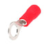 ESUPPORT 100Pcs Red 1/4" Copper Ring Insulated Terminal Connectors, 16-22 Ga Crimp Wire Electrical Cable Kit