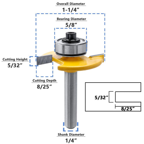 1/4 Inch 5/32 Inch Mesee Shank Biscuit Joiner Router Bit T Slot Router Bit with Bearing Guide Wood Biscuit Jointing