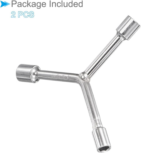 Y-Shaped 3 Way Socket Wrench | 8mm 10mm 12mm | 3-inch Length | CR-V Y-Type Hex Spanner Repair Tools - 2-Pieces