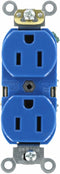 Leviton 5262-SBU 15-Amp, 125 Volt Duplex Receptacle, Industrial Heavy Duty Grade, Self Grounding, Blue Contractor Pack