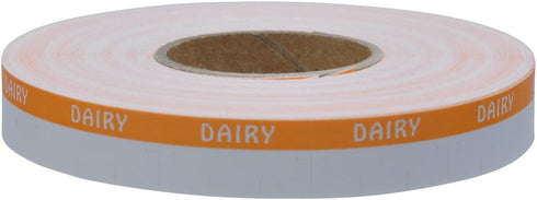 Monarch Specialties 1110 16 1 Orange Reverse on White DAIRY Labels to fit Monarch Pricing Guns. Rolls with Free Ink