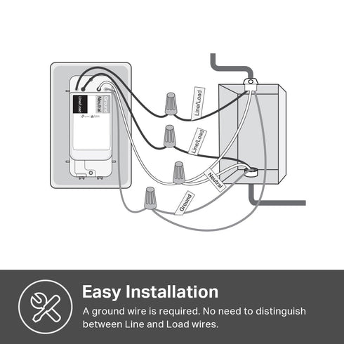 Kasa Matter Smart Light Switch, Voice Control with Siri, Alexa & Google Assistant, Easy Install, Single Pole, KS205